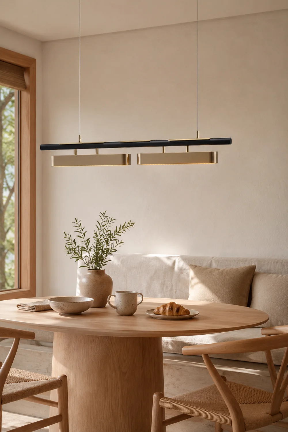 Edge Pendant Light Rectangular Modern, Metal, Black/Brass, Office - Lumpaz
