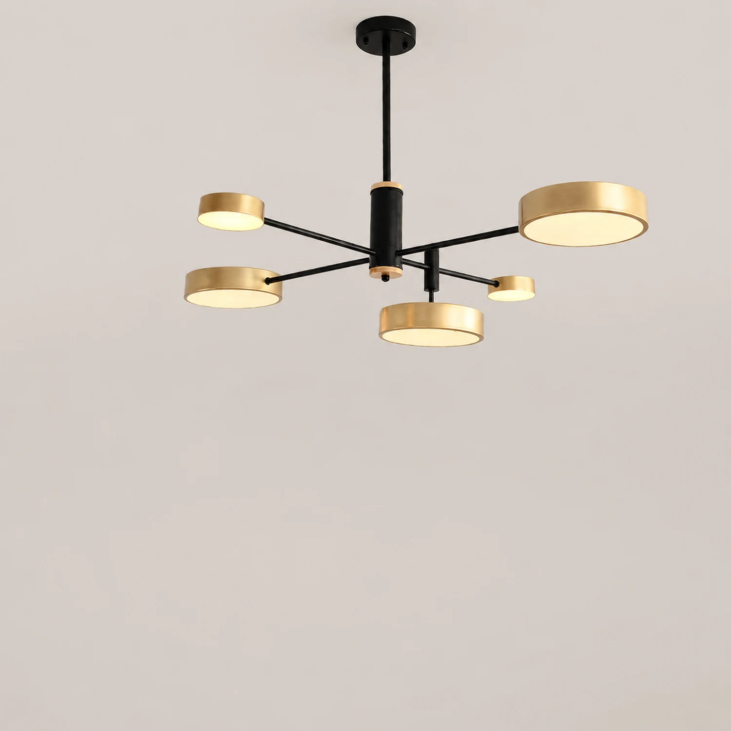 Sienna Pendant Light LED, Metal & Wood, Gray/White/Gold - Lumpaz