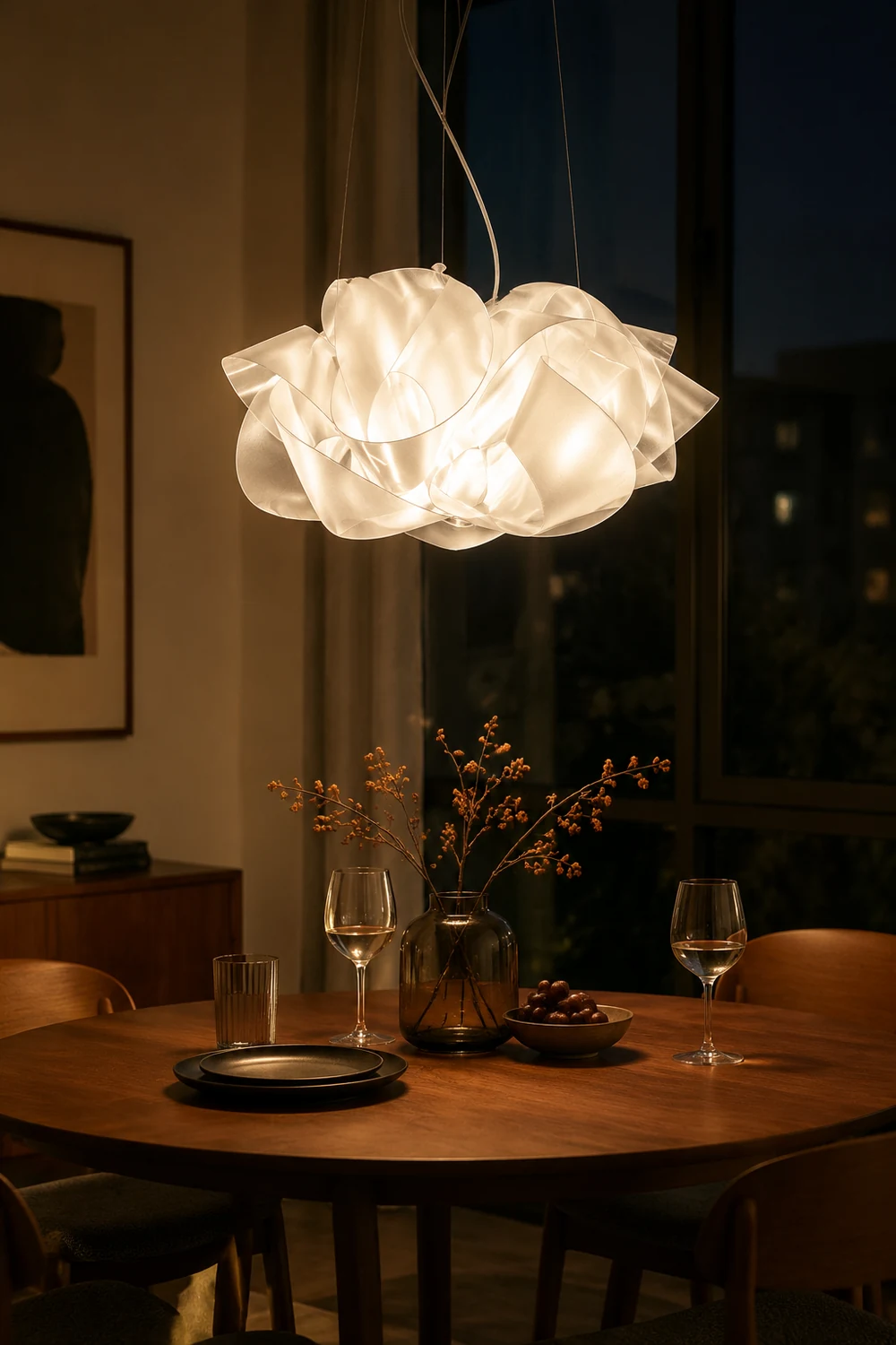 Bella Art Deco Flower Pendant Light, Acrylic, Living Room/Art Gallery - Lumpaz