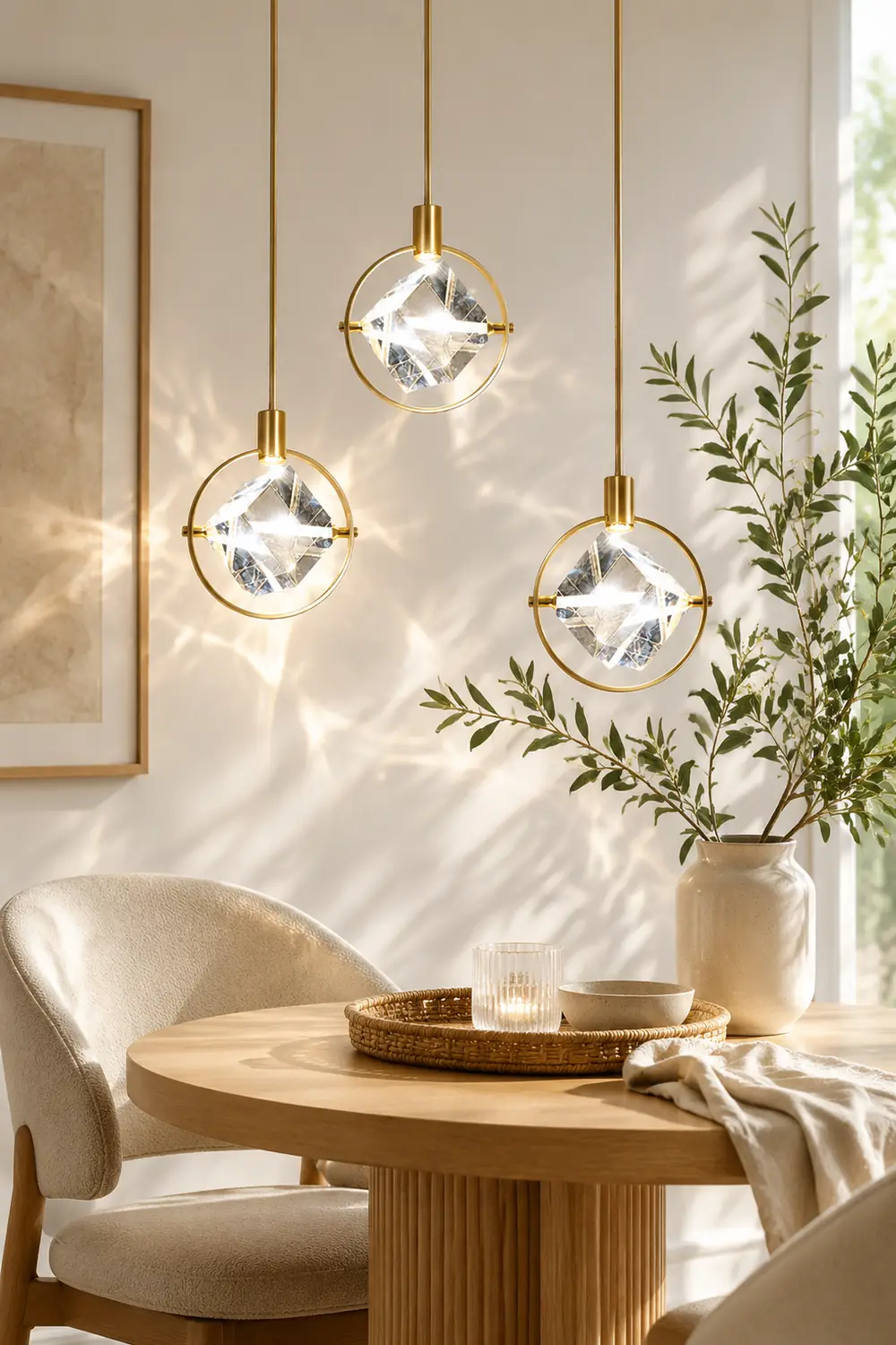 Kristy Modern Luxury Geometry Metal/Crystal Pendant Light, Gold - Lumpaz