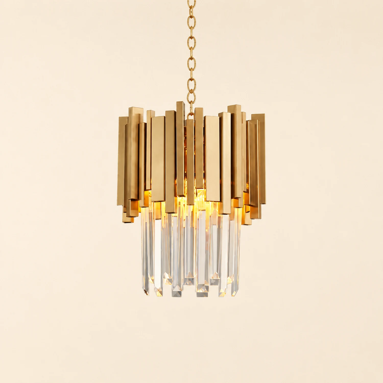 Kristy Modern Crystal Pendant Light, Gold & Chrome Living Room - Lumpaz