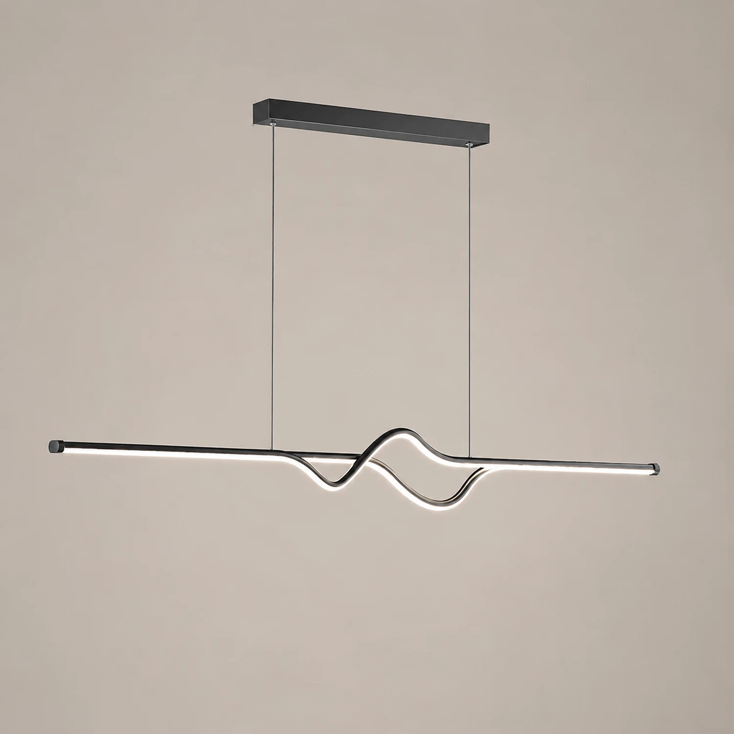 Modern Linear Metal Pendant Light, Black/White/Gray - Lumpaz