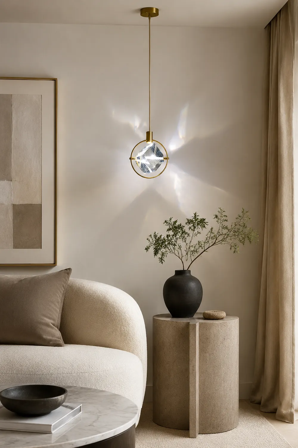 Kristy Modern Luxury Geometry Metal/Crystal Pendant Light, Gold - Lumpaz