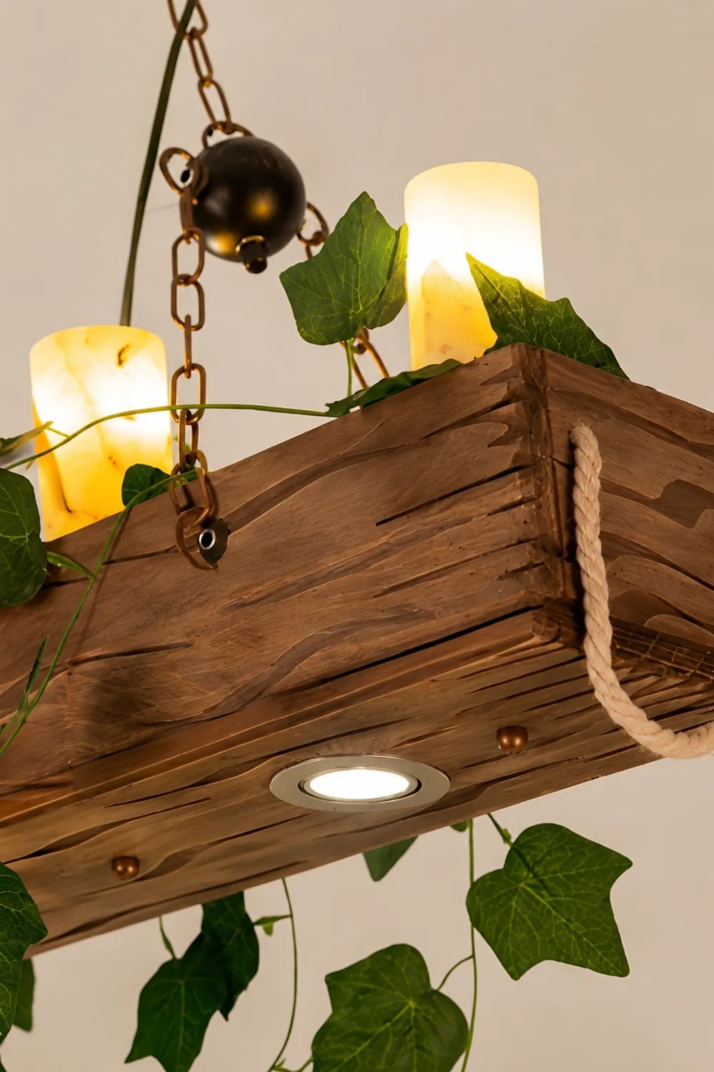 Austin Rustic Linear Wood Pendant Light Dining Room - Lumpaz