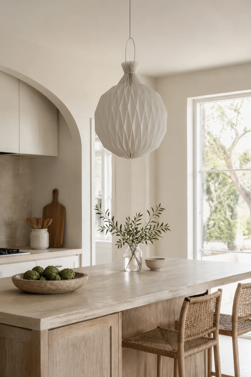 Renée Minimalist Paper Globe Pendant Light, White, 2 Size - Lumpaz