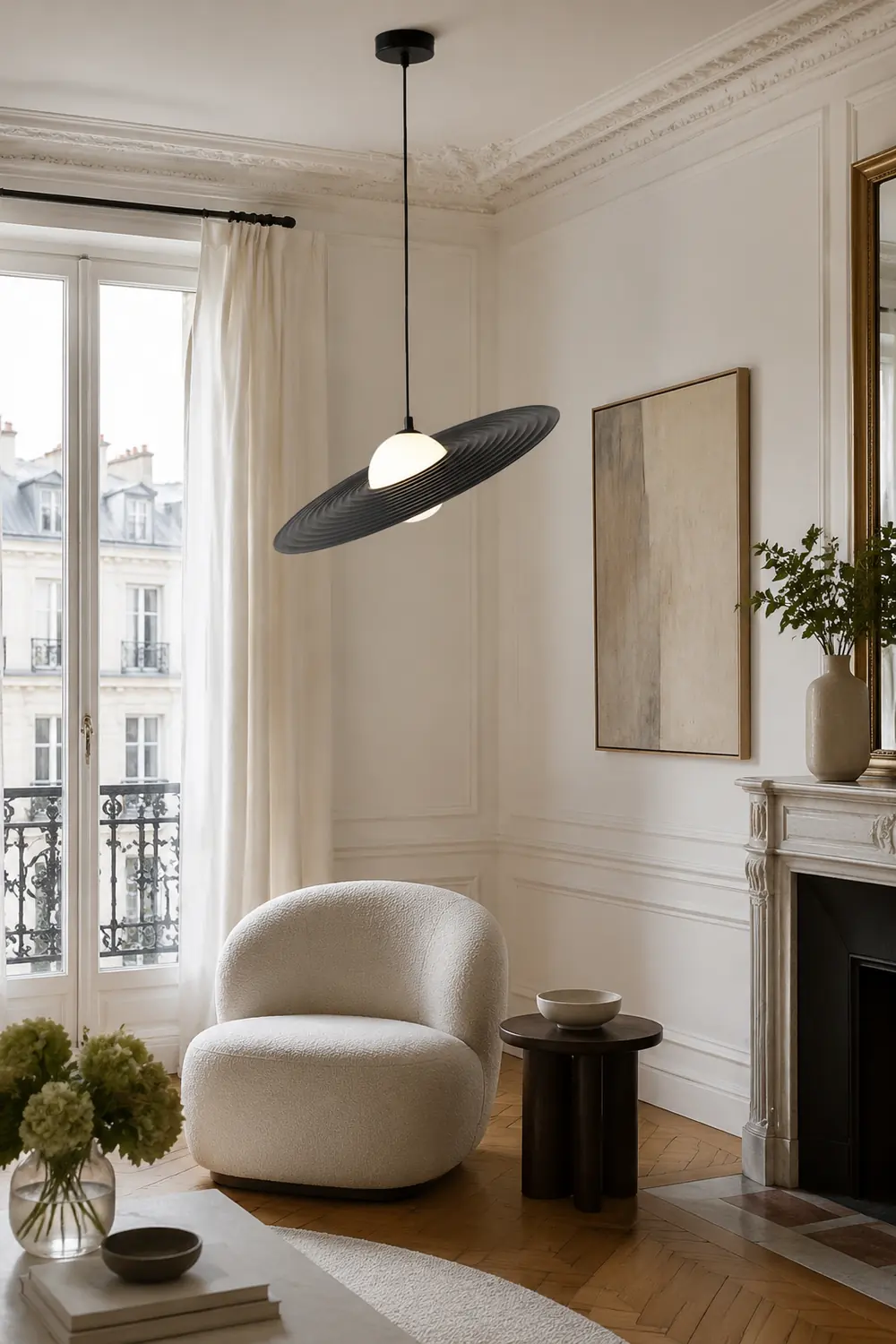 Cairns Minimalist Star Ring Metal Pendant Light,Black/White - Lumpaz