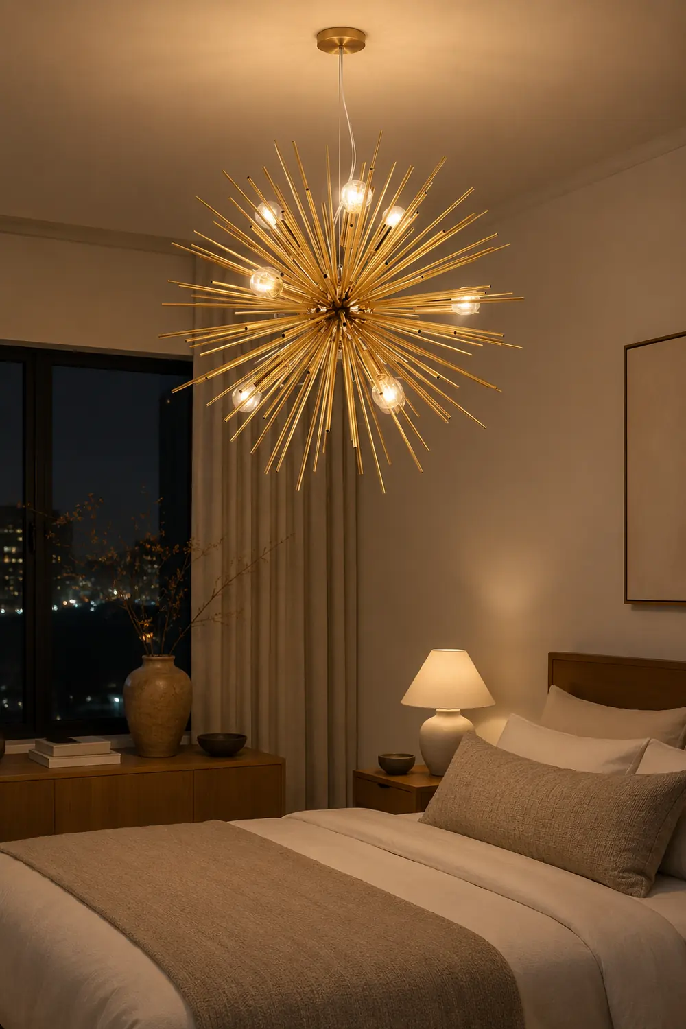 Lowry Modern Art Deco Sputnik Gold Pendant Light, Metal - Lumpaz