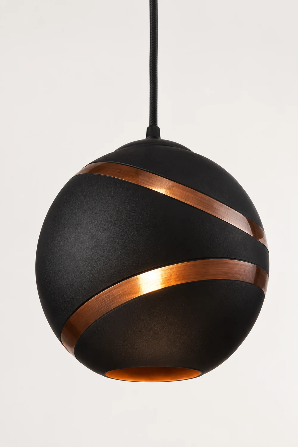 Valentina Art Deco Globe Metal/Glass Orbit Pendant Light, Black/White - Lumpaz