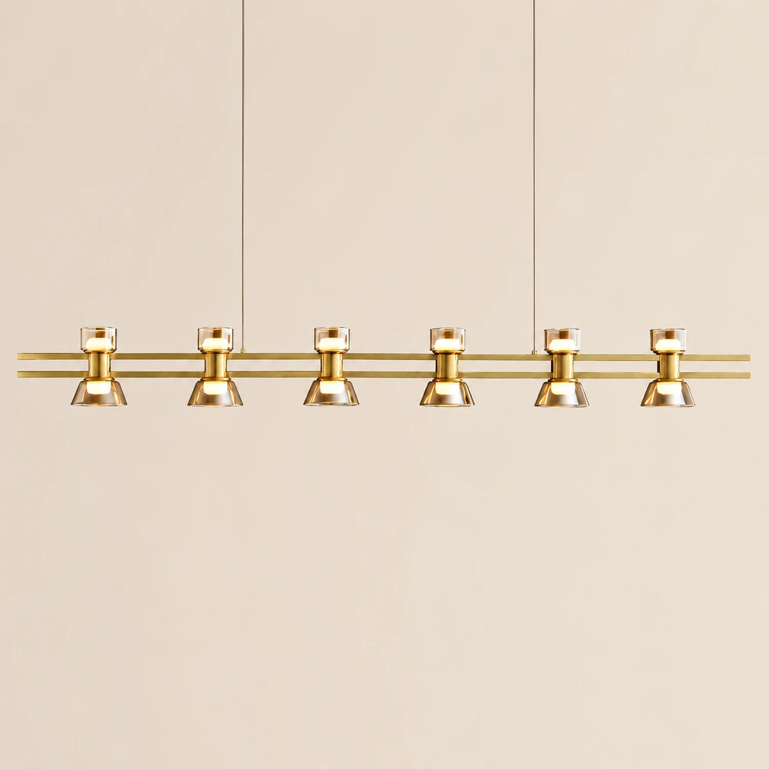 Evette Modern Linear Linear Metal Pendant Lamp, Black/Golden - Lumpaz