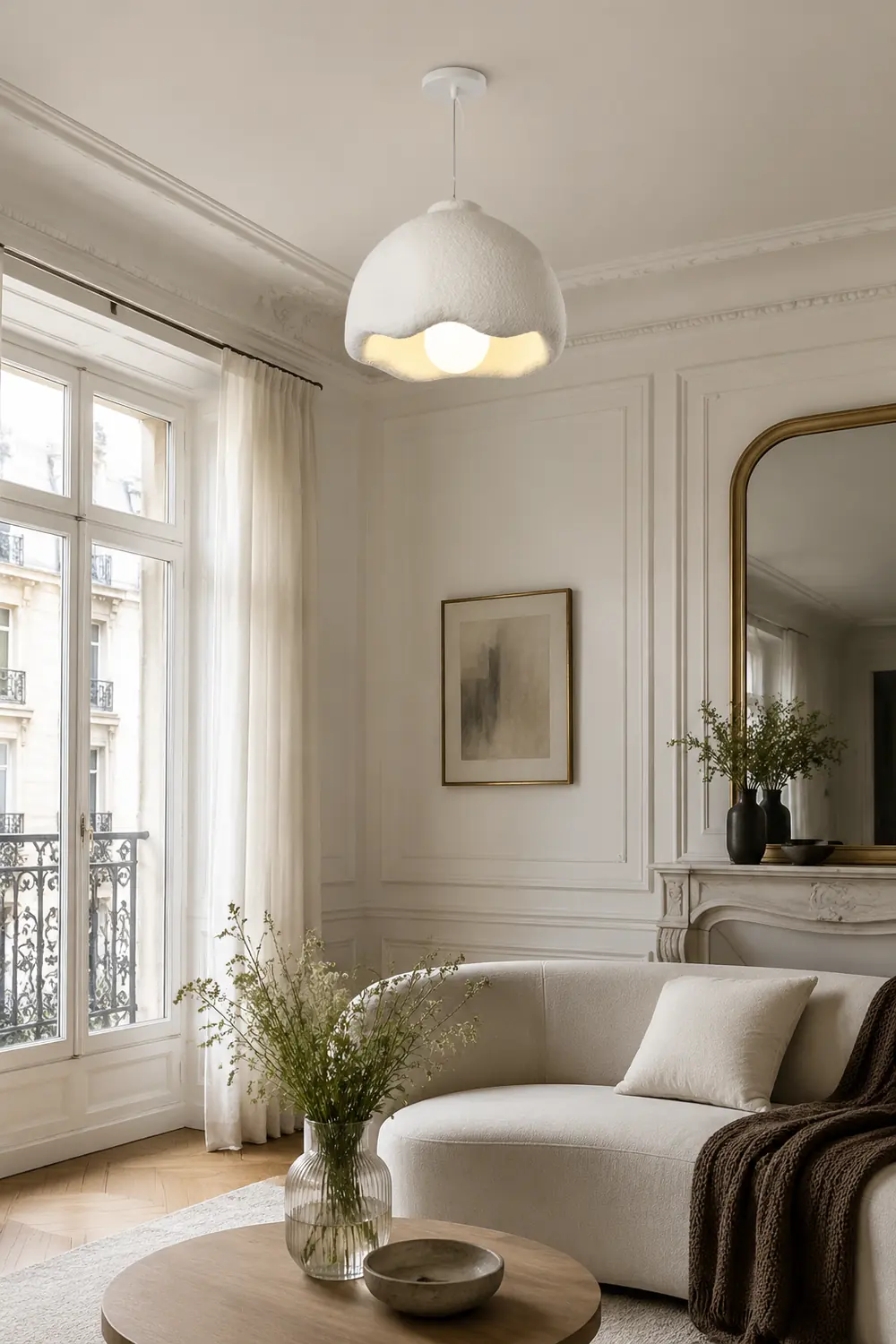 Byers Flower Shape Pendant Light, White, Living Room, Bedroom - Lumpaz