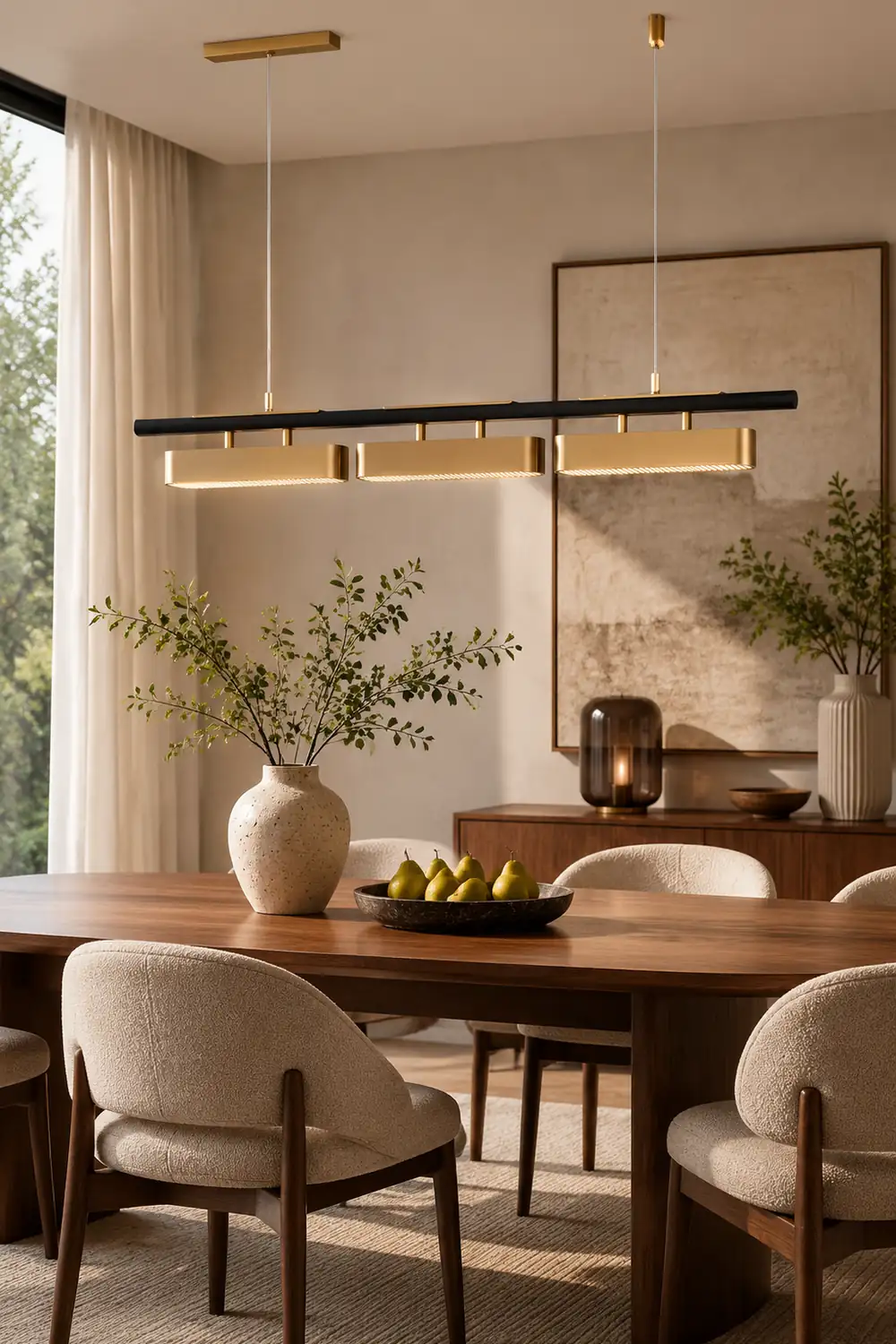 Edge Pendant Light Rectangular Modern, Metal, Black/Brass, Office - Lumpaz