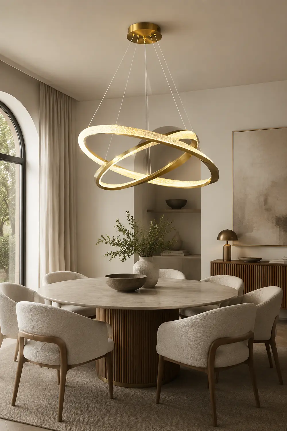 Arisha Minimalist  Ring Spiral Shape Metal Pendant Light,Gold - Lumpaz