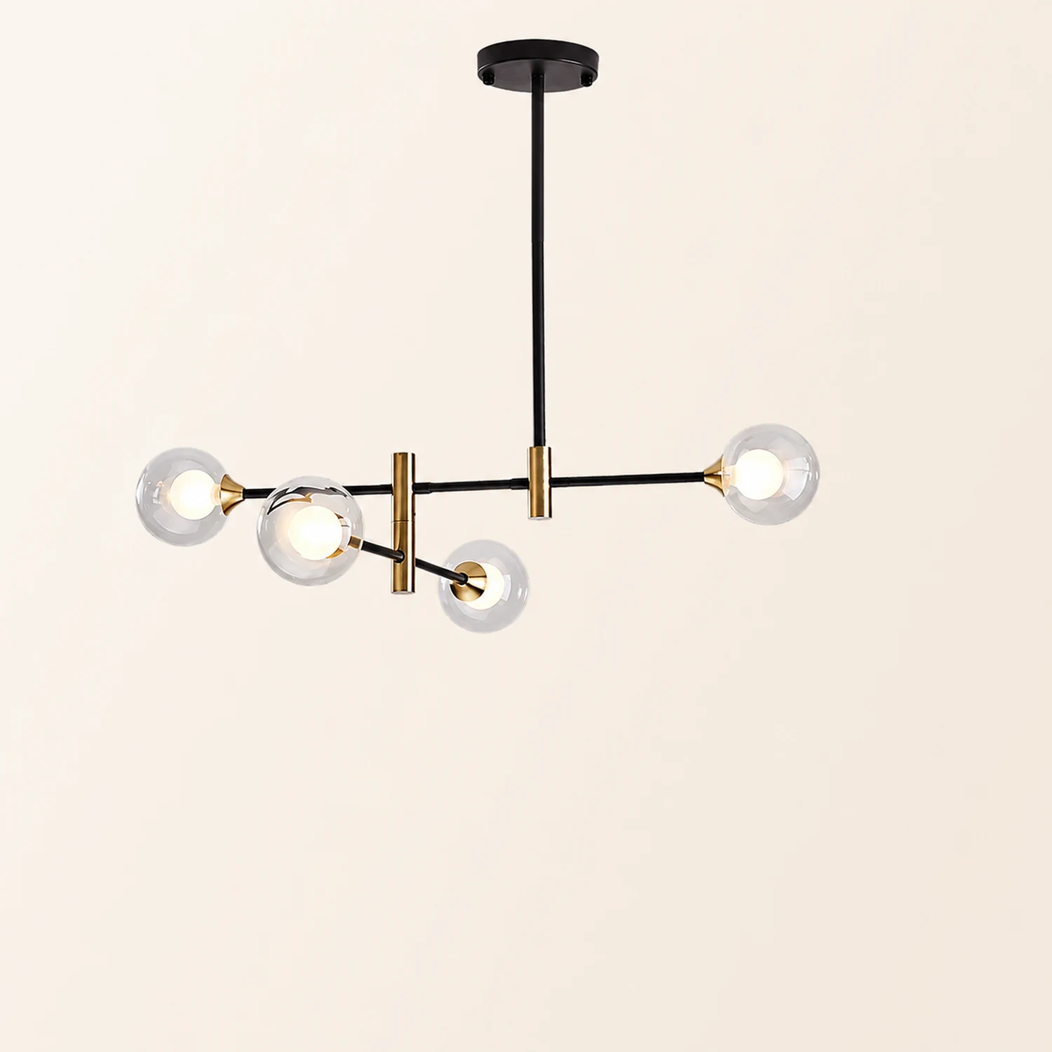 Valentina Nordic Spherical Bubble Metal/Glass Chandelier, Black/Gold - Lumpaz