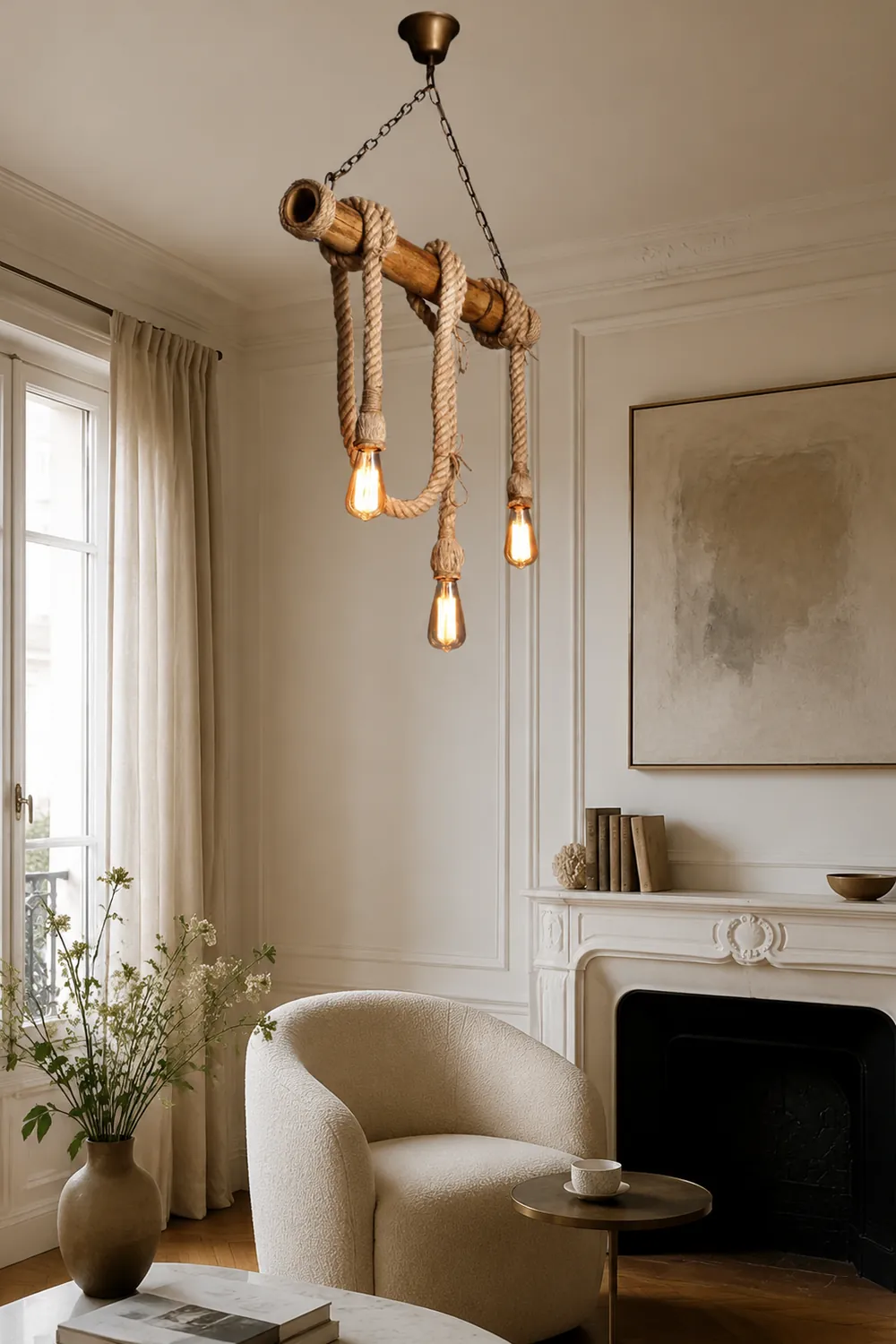 Alessio Vintage Retro Resin Pendant Light, flaxen - Lumpaz