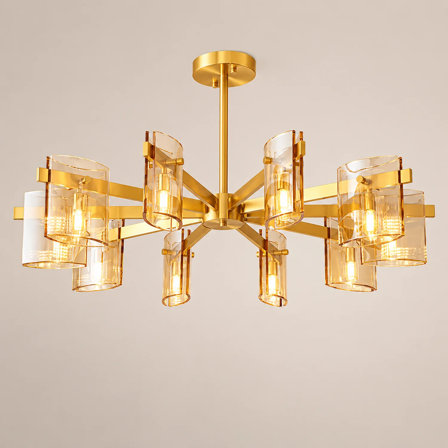 Evette Minimalist Multi Head Metal Pendant Light, Black/Gold - Lumpaz