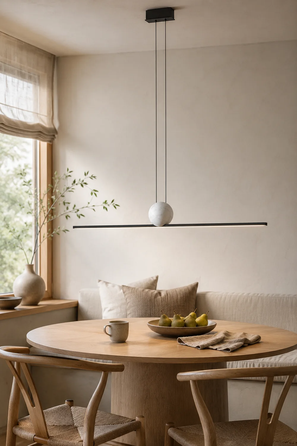 Edge Pendant Light 2 Color, Metal & Marble, 35.4"/47.2"/59" - Lumpaz