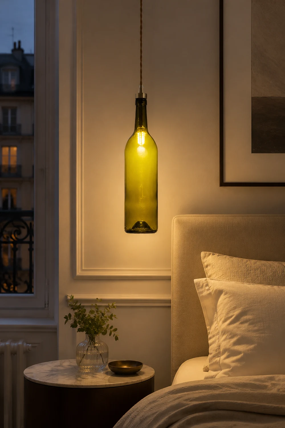 Hailie Industrial Wine Bottle Glass Pendant Light, Colorful - Lumpaz