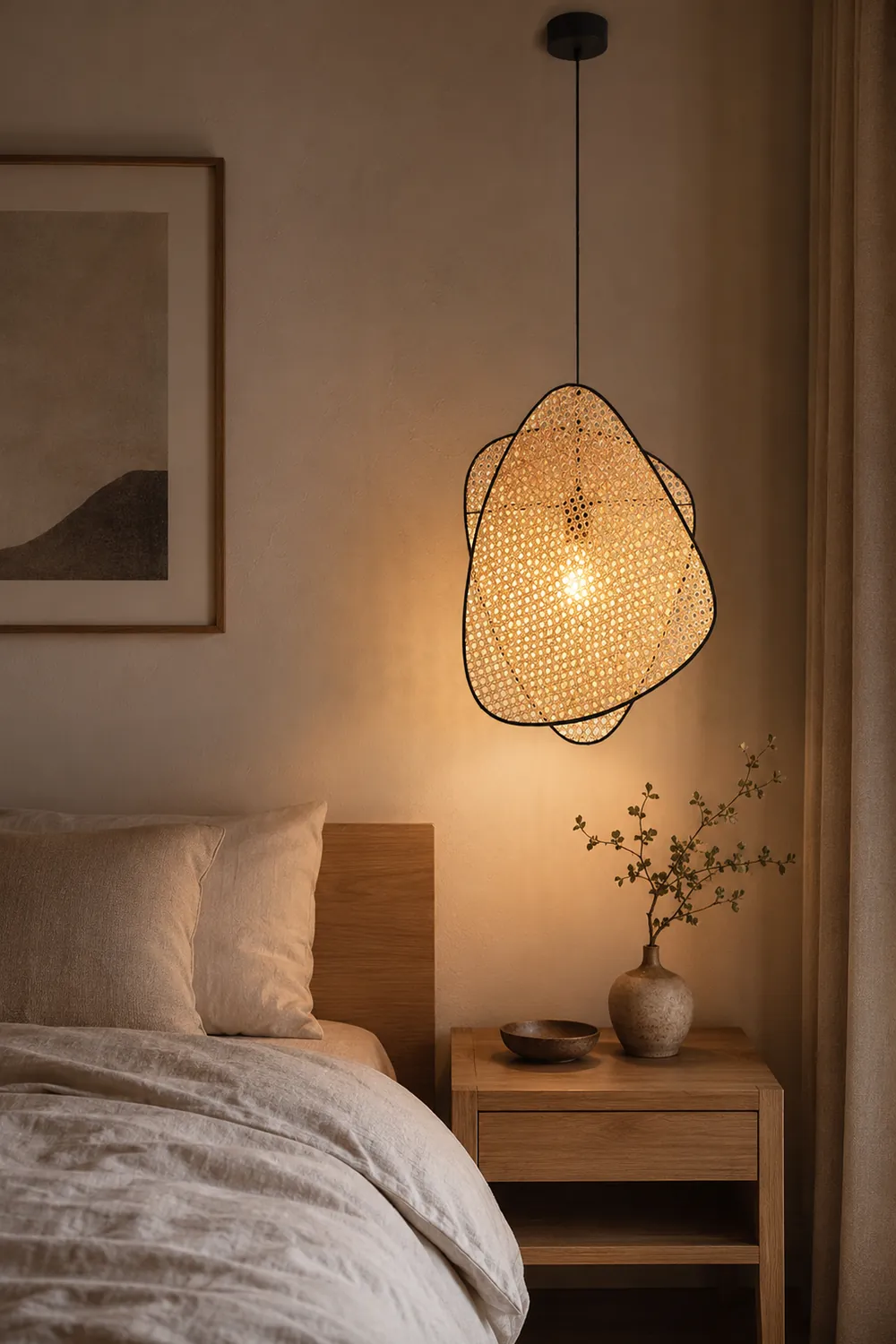 Ritta Wabi Sabi Rattan Pendant Light, Willow weave - Lumpaz