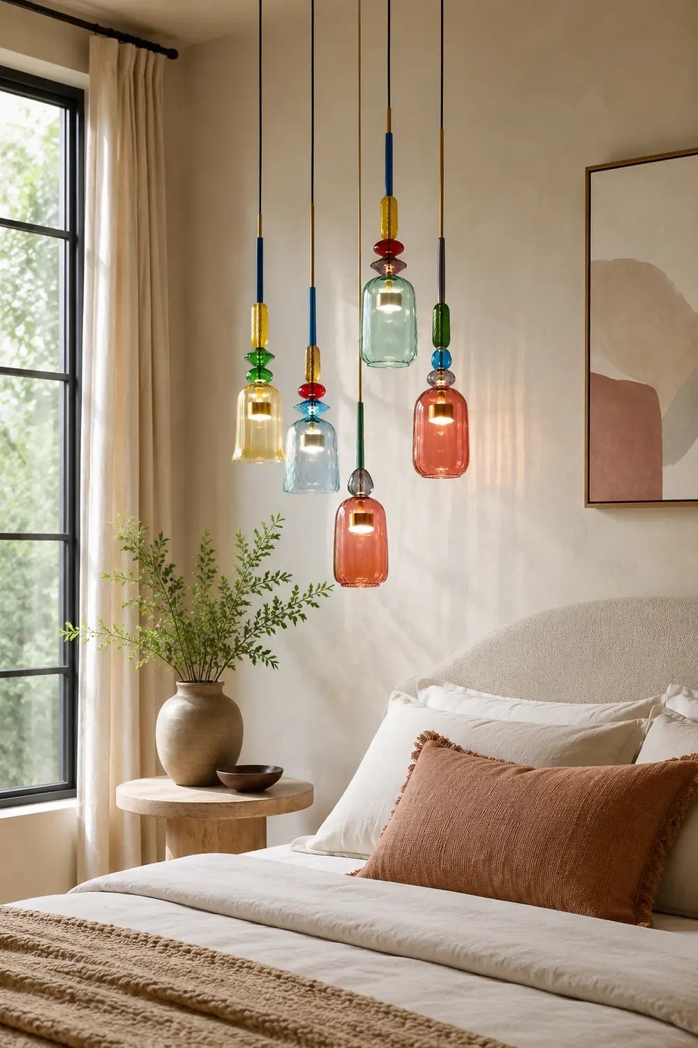 Hailie Modern Cup Glass Pendant Light, Colorful Bedroom, Living Room - Lumpaz