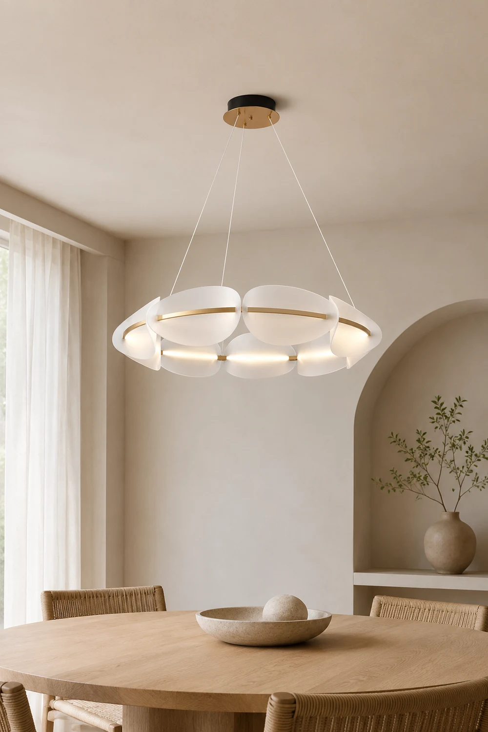Bella Modern Ring Metal Pendant Light, White - Lumpaz