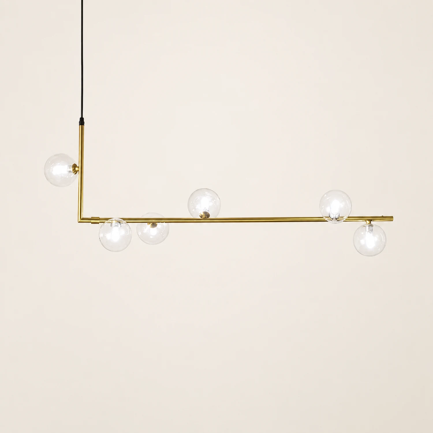 Valentina Minimalist Linear Pendant Light, Black & Gold, 6/8 Heads - Lumpaz
