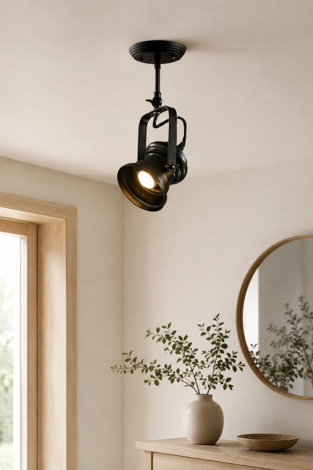 Alessio Industrial Style Rotatable Semi-Flush Mount Ceiling Light - Lumpaz