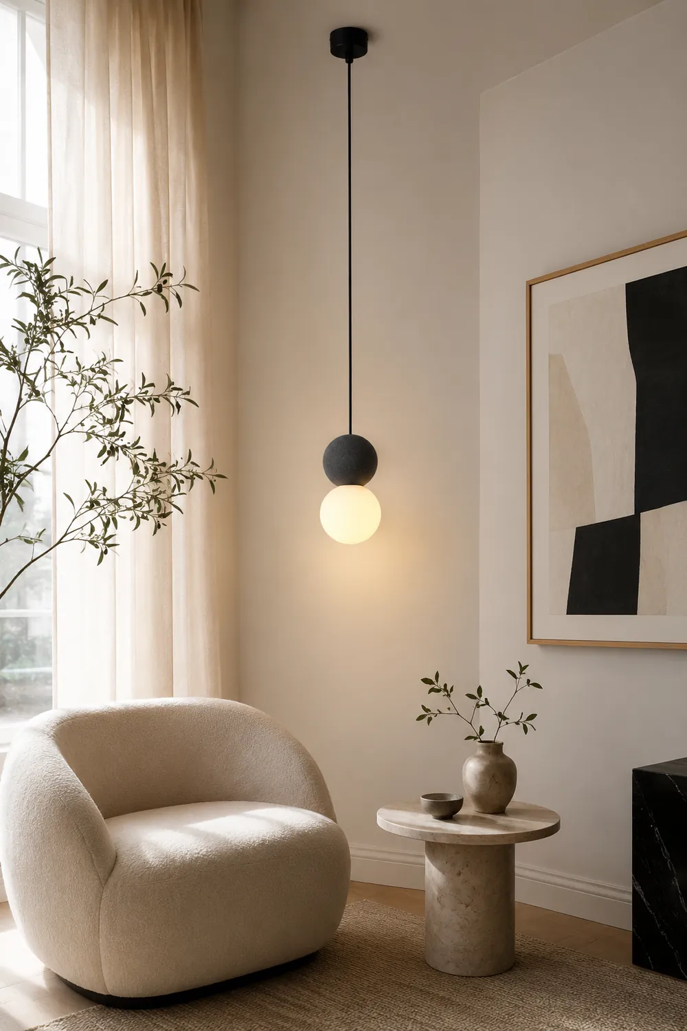 Byers Modern LED Pendant Light Black Metal Bedroom Living Room - Lumpaz