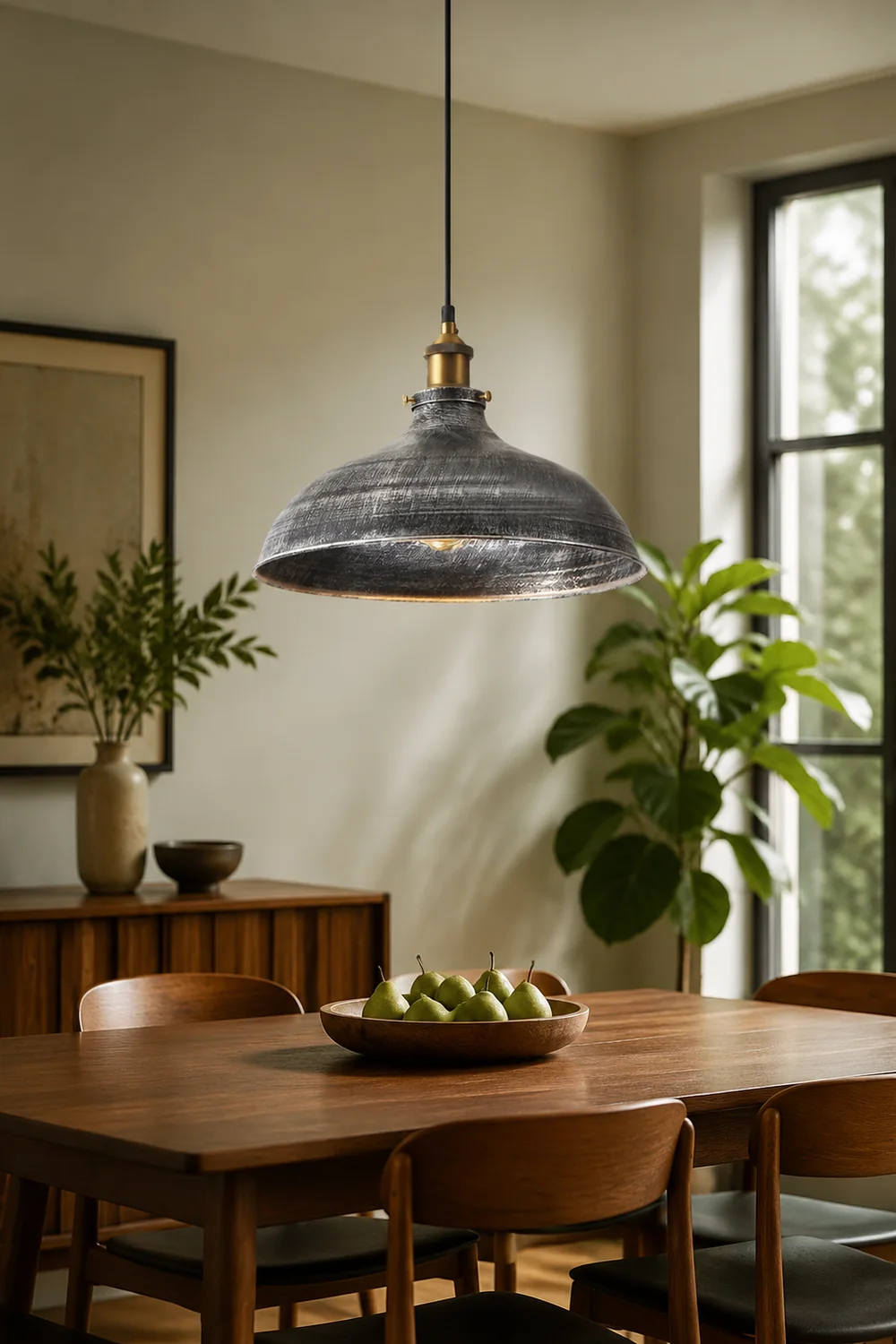 Alessio Distressed Bowl Metal Pendant Light, Dining Room, Hallway - Lumpaz