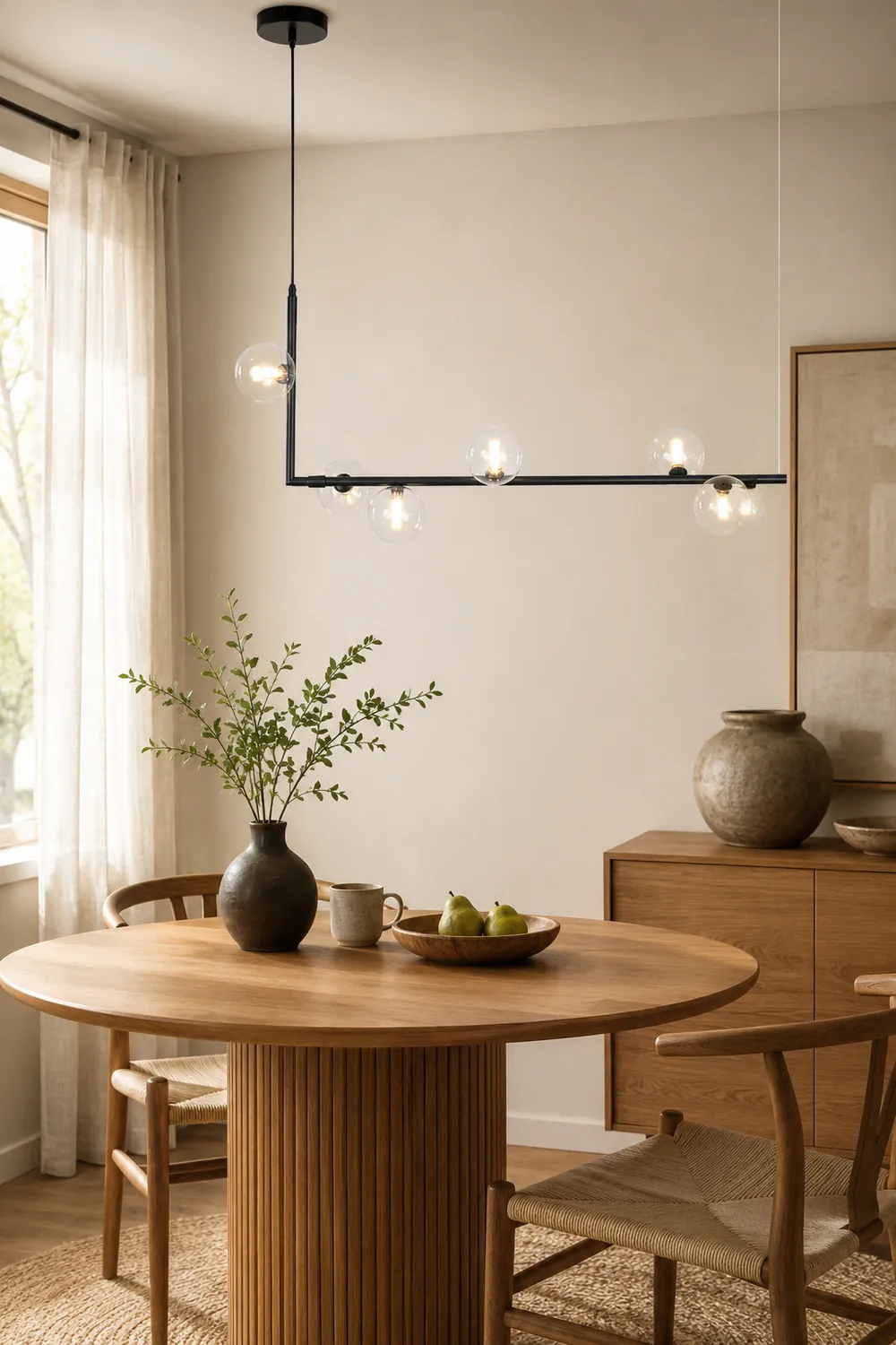 Valentina Minimalist Linear Pendant Light, Black & Gold, 6/8 Heads - Lumpaz
