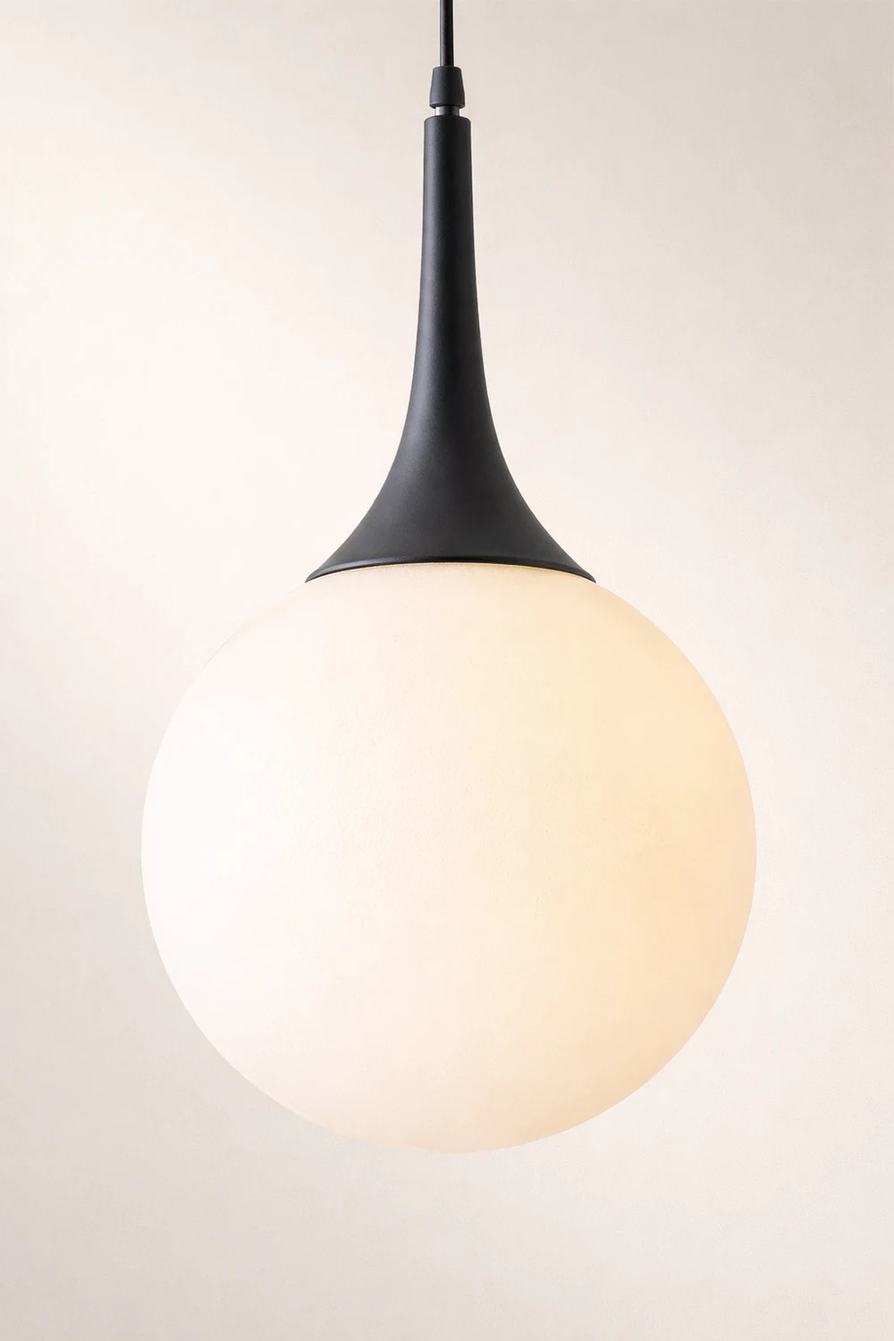 Valentina Modern Hanging Glope Glass Pendant Light, Black/White - Lumpaz