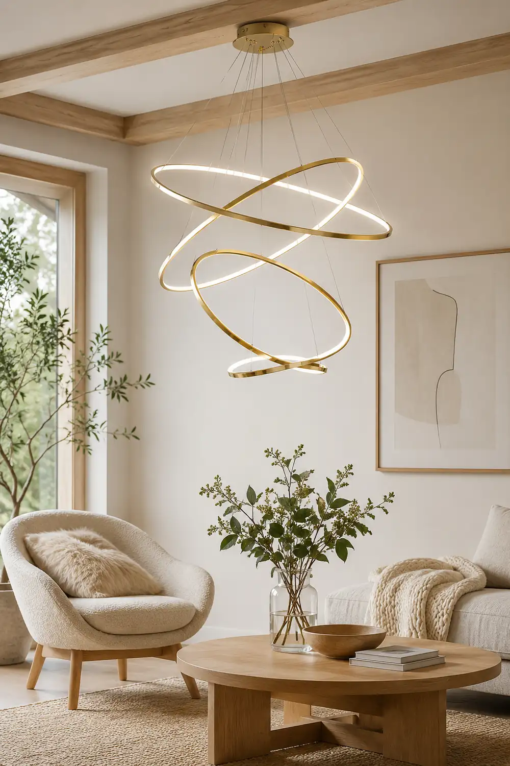 Arisha Minimalist Ring Metal Pendant Light, Gold, Living Room - Lumpaz