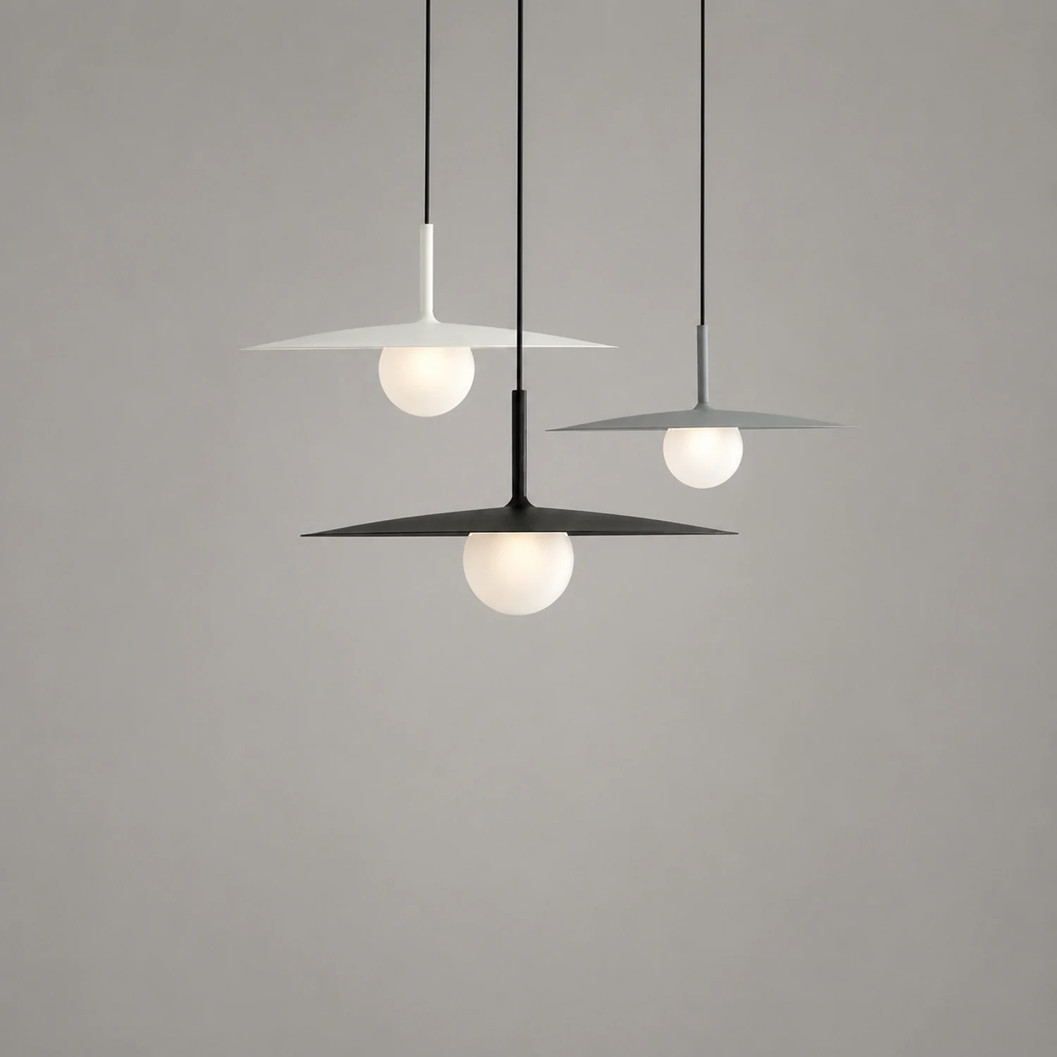 Carins Modern Dish-shaped Metal Pendant Light, Black/White/Gray - Lumpaz