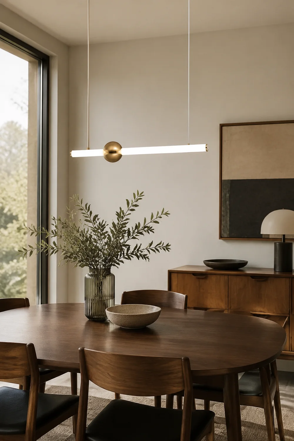 Edge Modern Linear Metal Pendant Light, White/Gold - Lumpaz