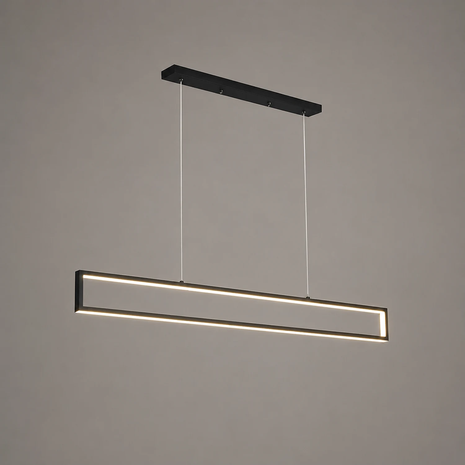 Edge Modern Metal Vertical Rectangular Pendant Light, Black - Lumpaz