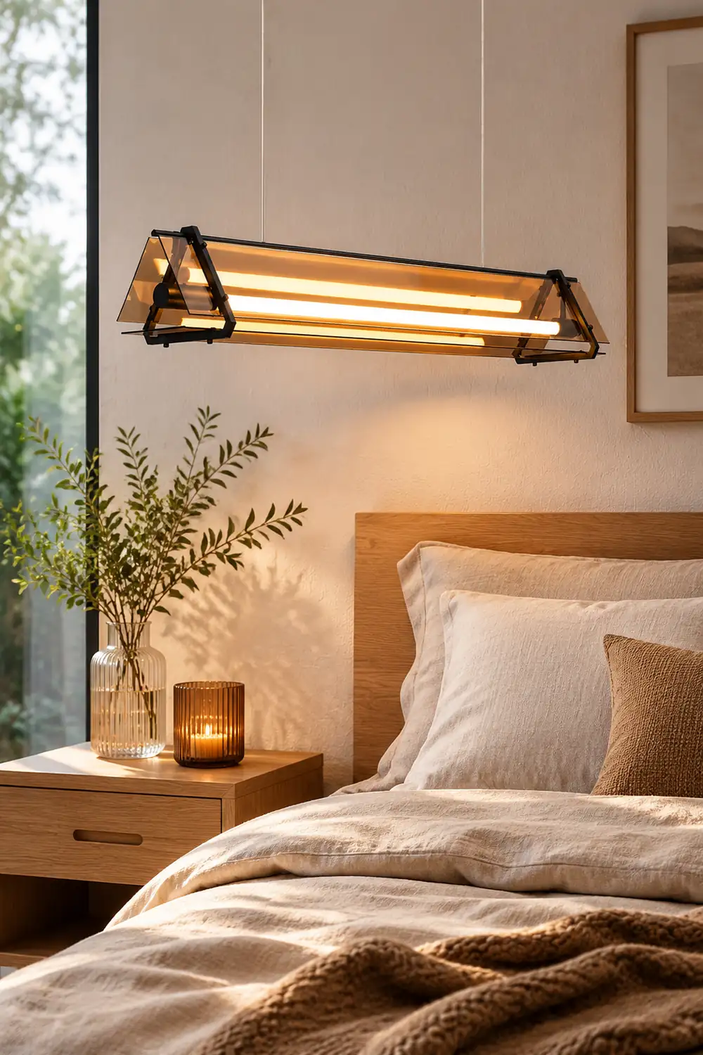 Edge Industrial Triangle Metal/Glass Pendant Light, Gold - Lumpaz