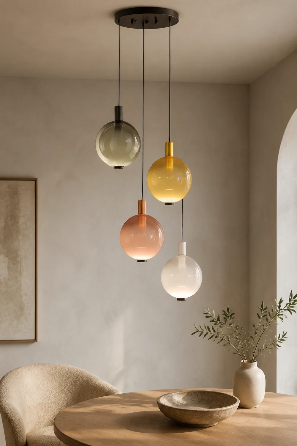 Valentina Elegant Led Pendant Light,  Multicolor, Metal/Glass, Living Room - Lumpaz