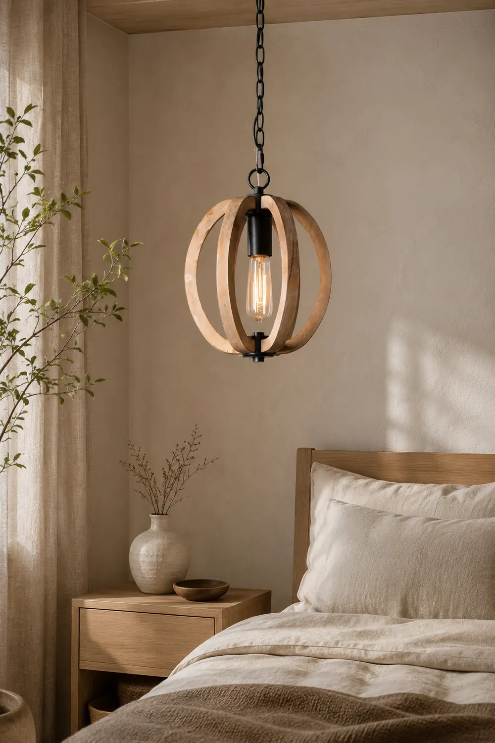 Alessio Orb/Gourd Wood Pendant Light - Lumpaz
