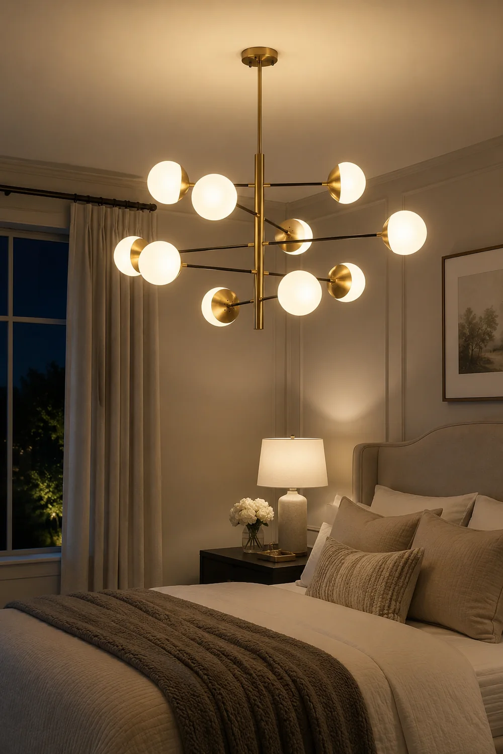 Valentina Nordic Multi Globe Metal/Glass Pendant Light, Gold - Lumpaz