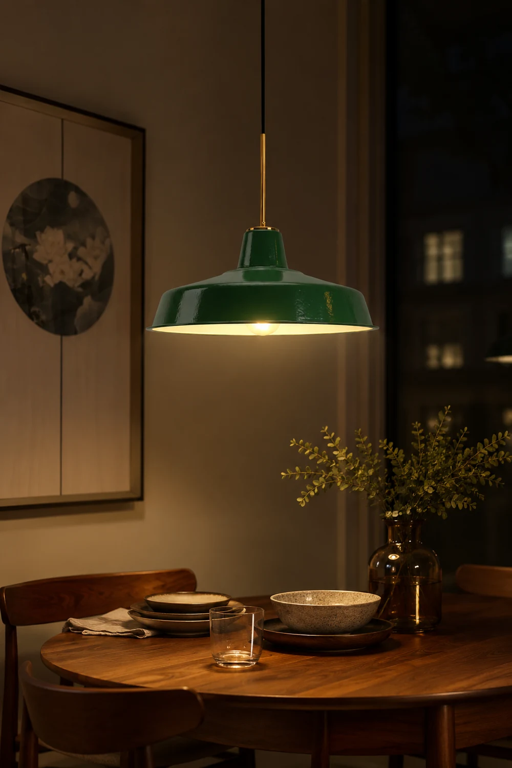 Cairns Vintage Metal Arched Pendant Light, Green - Lumpaz