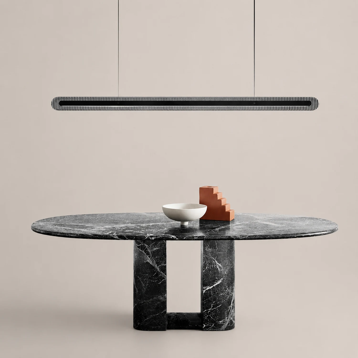 Evette  Minimalist Linear Metal/Acrylic Pendant Light, Black - Lumpaz