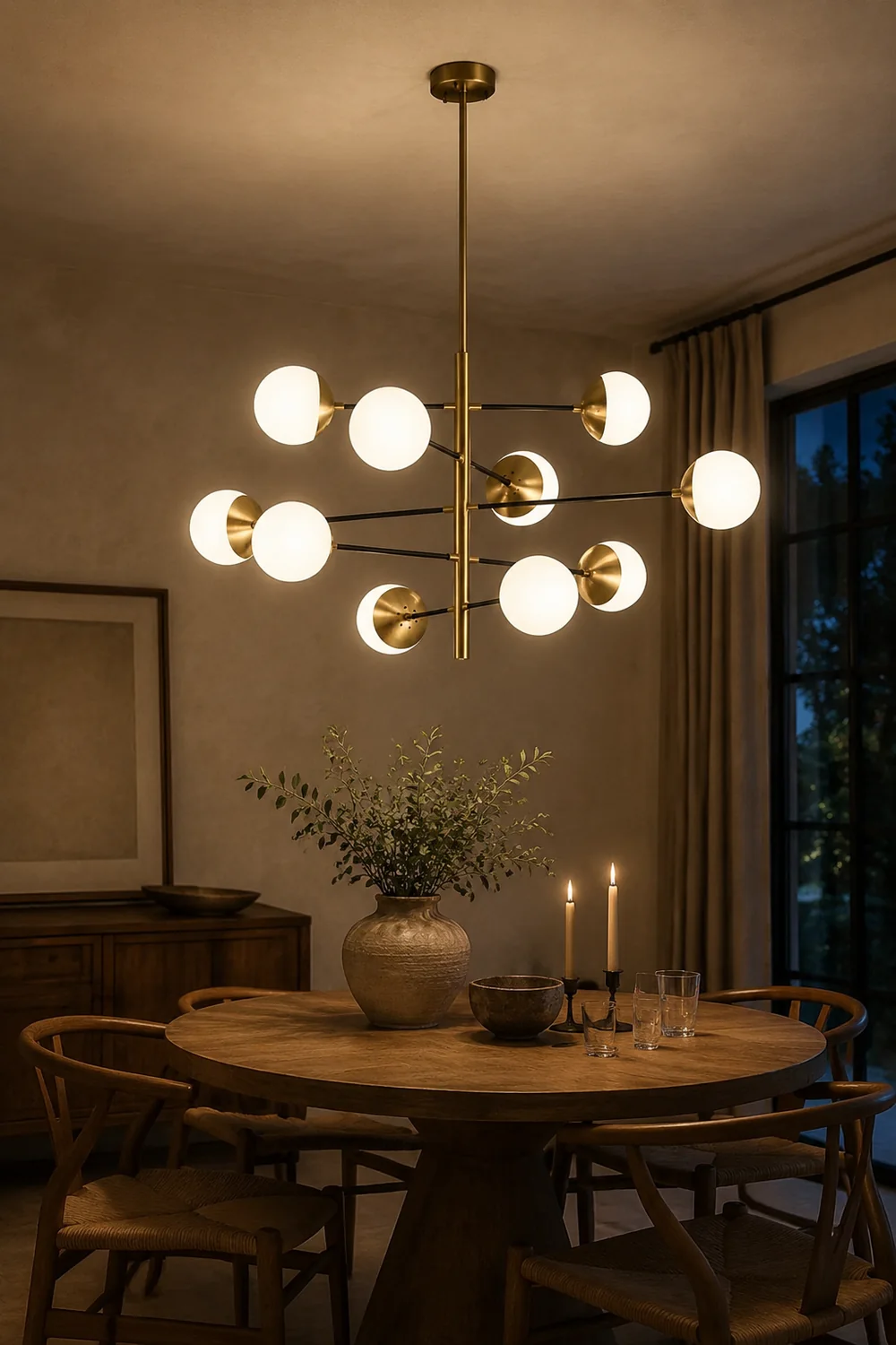 Valentina Nordic Multi Globe Metal/Glass Pendant Light, Gold - Lumpaz