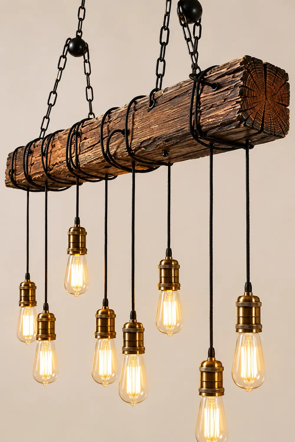 Austin Vintage Industrial Rectangular Wood Pendant Light Wood/Black - Lumpaz