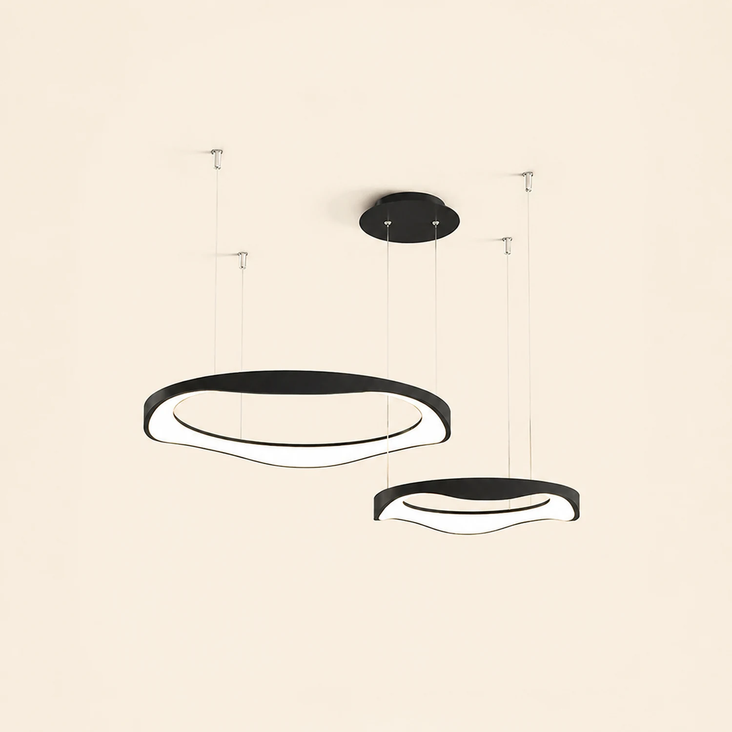 Arisha Pendant Light Rond Modern, Light Color Switchable, Black/White, Dining Room - Lumpaz