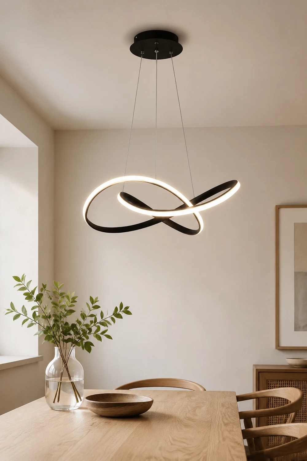 Modern Led Pendant Light, Black/White, Living Room/Bedroom - Lumpaz