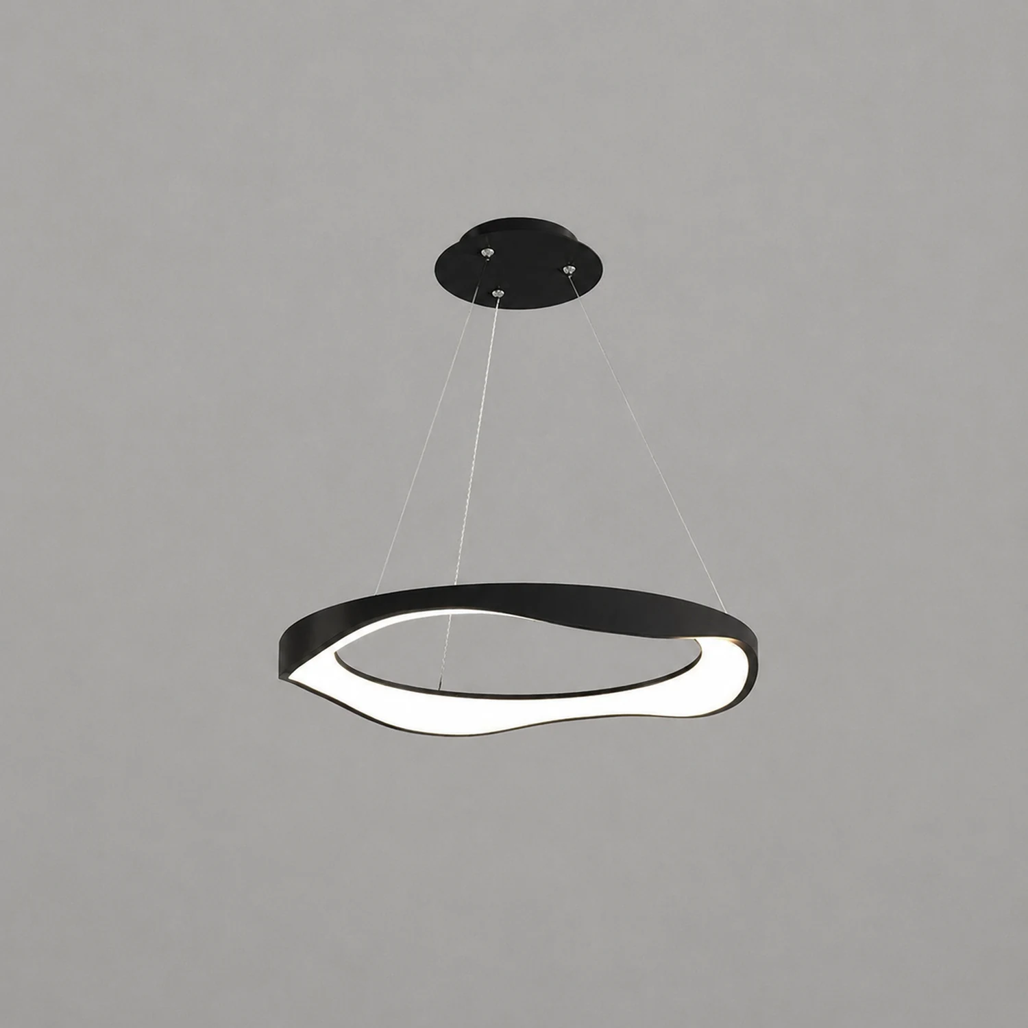 Arisha Pendant Light Rond Modern, Light Color Switchable, Black/White, Dining Room - Lumpaz