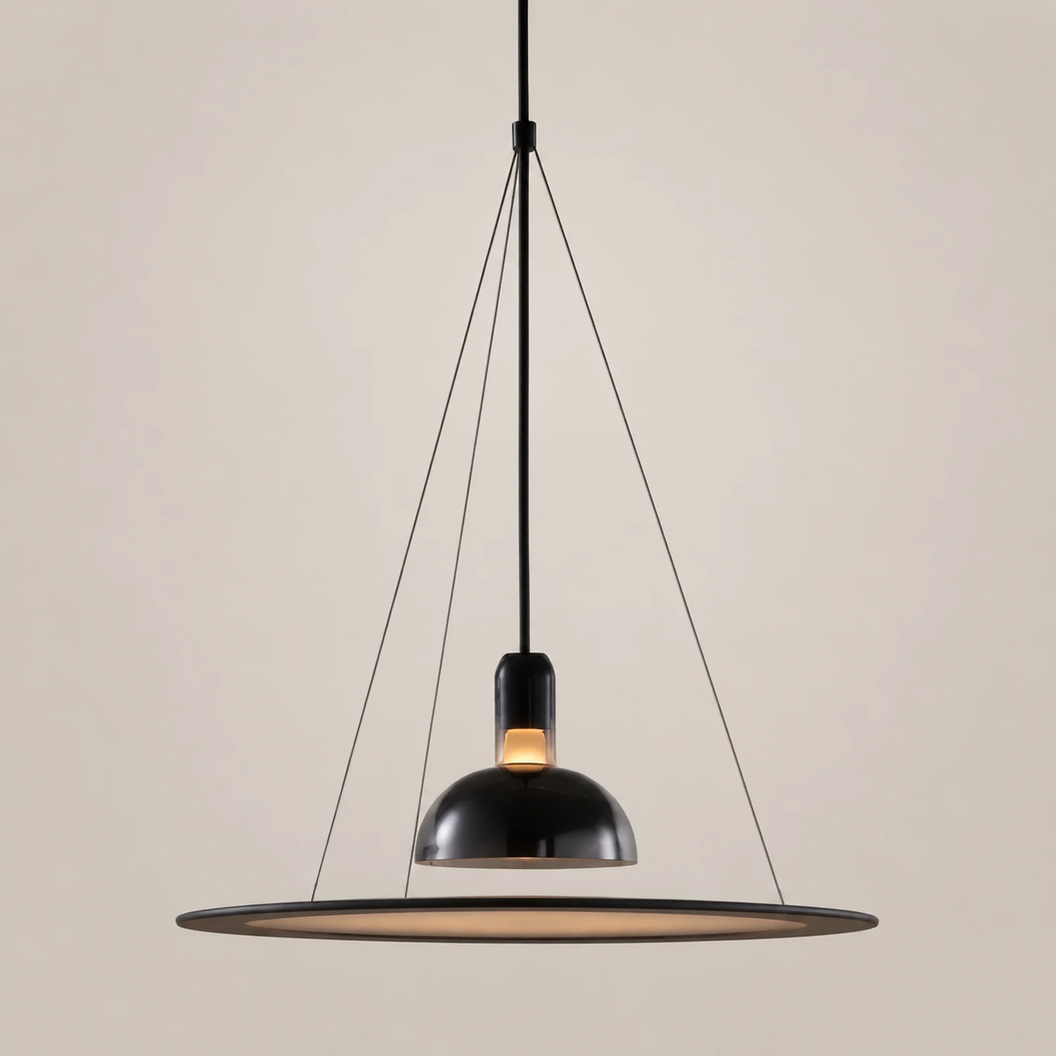 Levi Modern Minimalist Nordic Bell Metal/Acrylic Pendant Light, Chrome/Black - Lumpaz