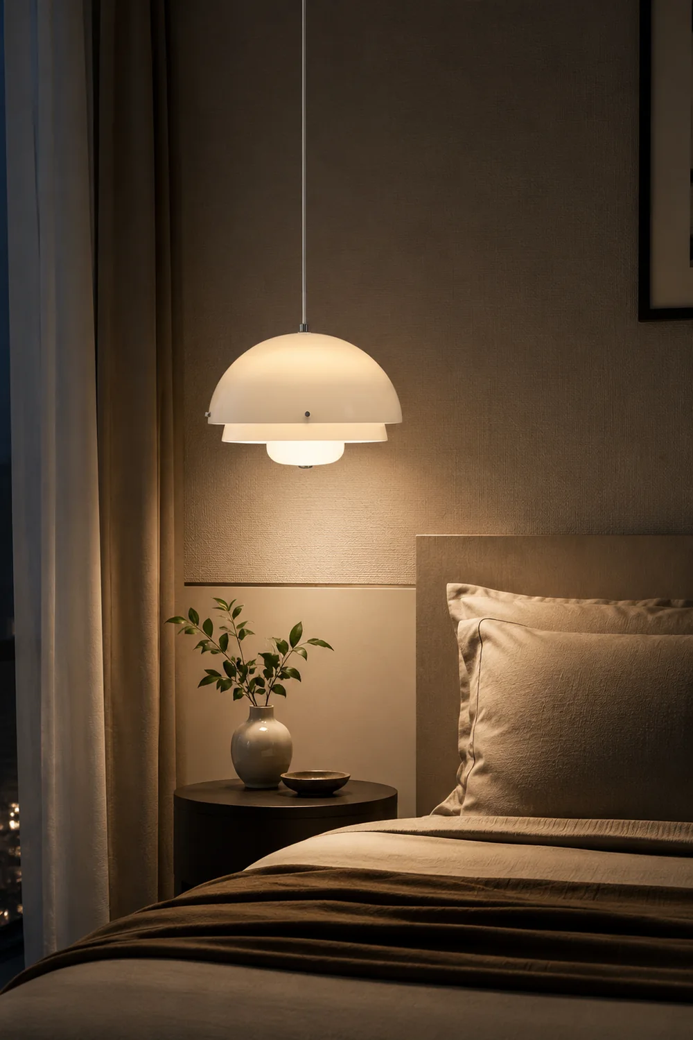 Hailie Dome Shape White Pendant Light - Lumpaz