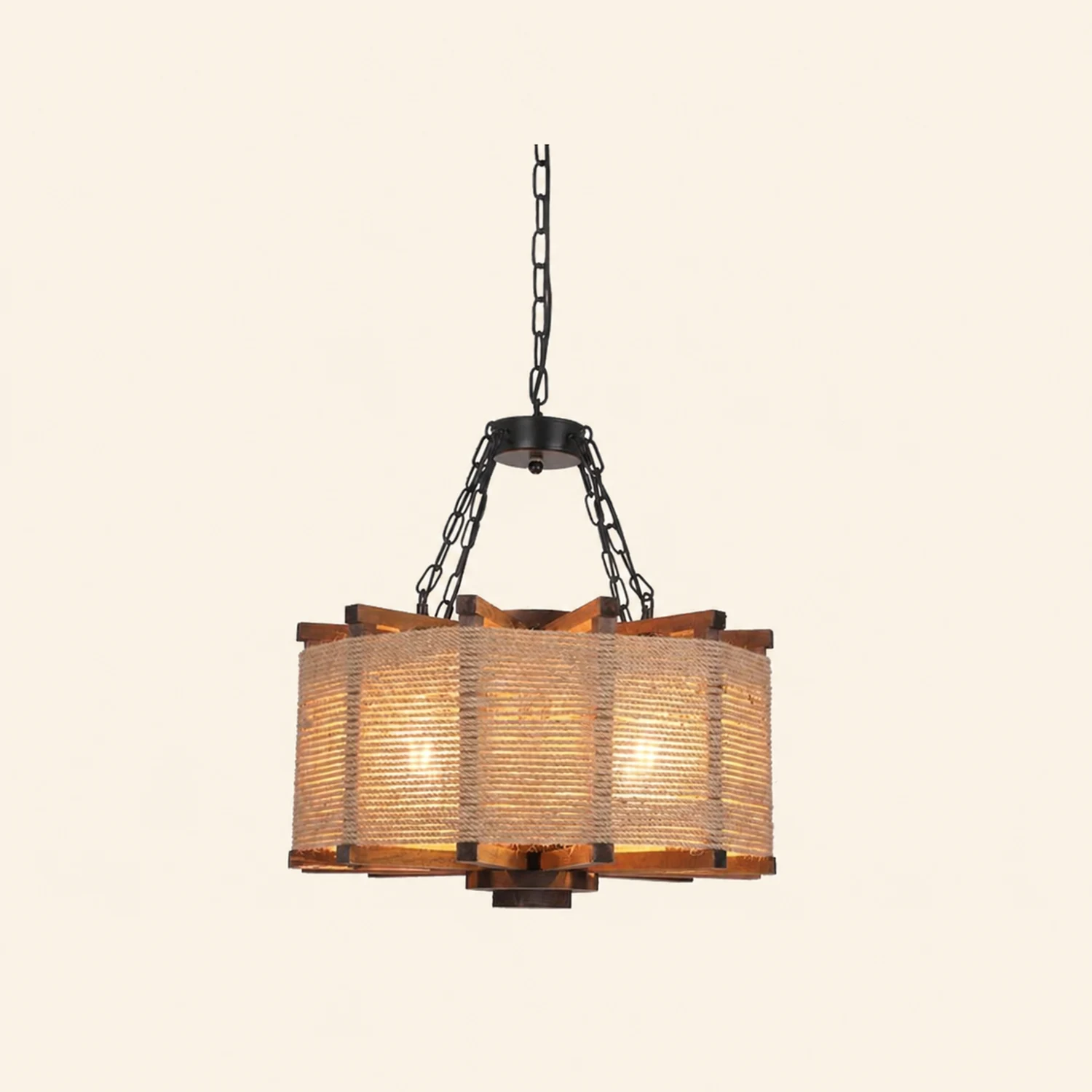 Austin Retro Cylindrical Metal/Wood Pendant Light - Lumpaz