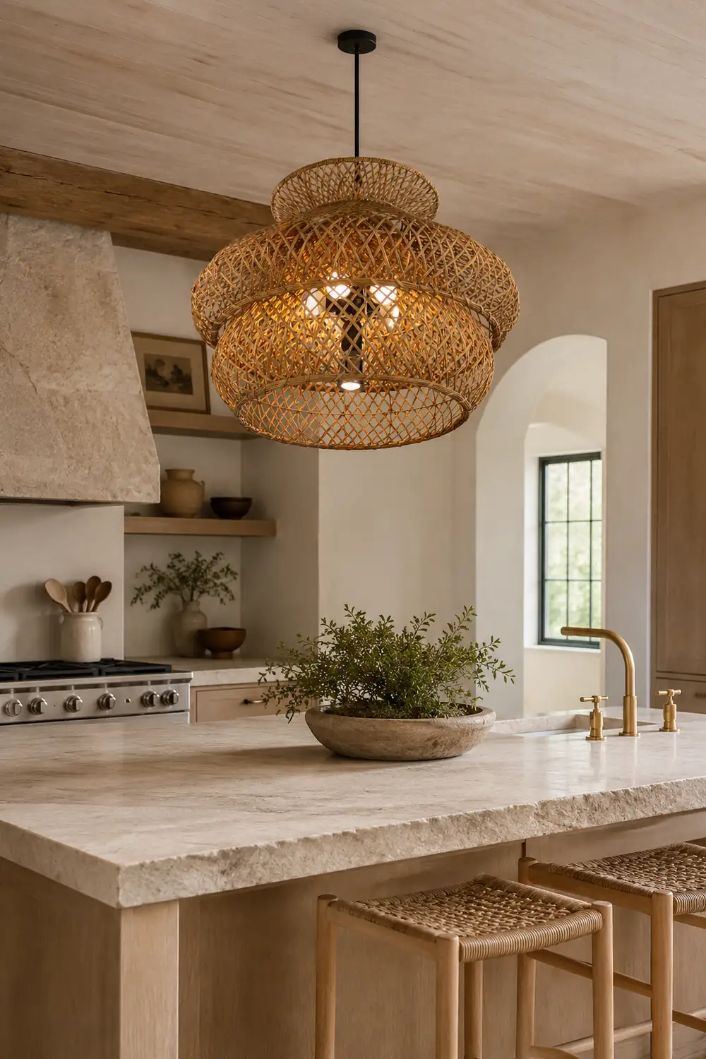 Ritta Unusual Natural Rattan Weave Pendant Light - Lumpaz