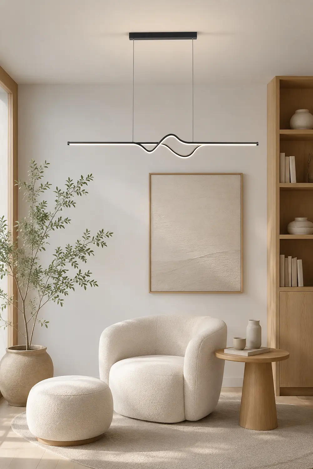 Modern Linear Metal Pendant Light, Black/White/Gray - Lumpaz